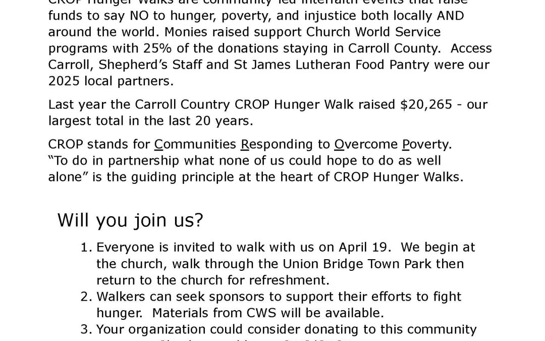 2026 Carroll County CROP Hunger Walk